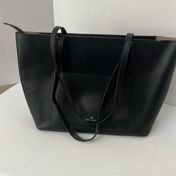 Kate Spade New York Adel Black Leather Tote Shoulder Bag Purse Zip Top - Picture 3 of 16